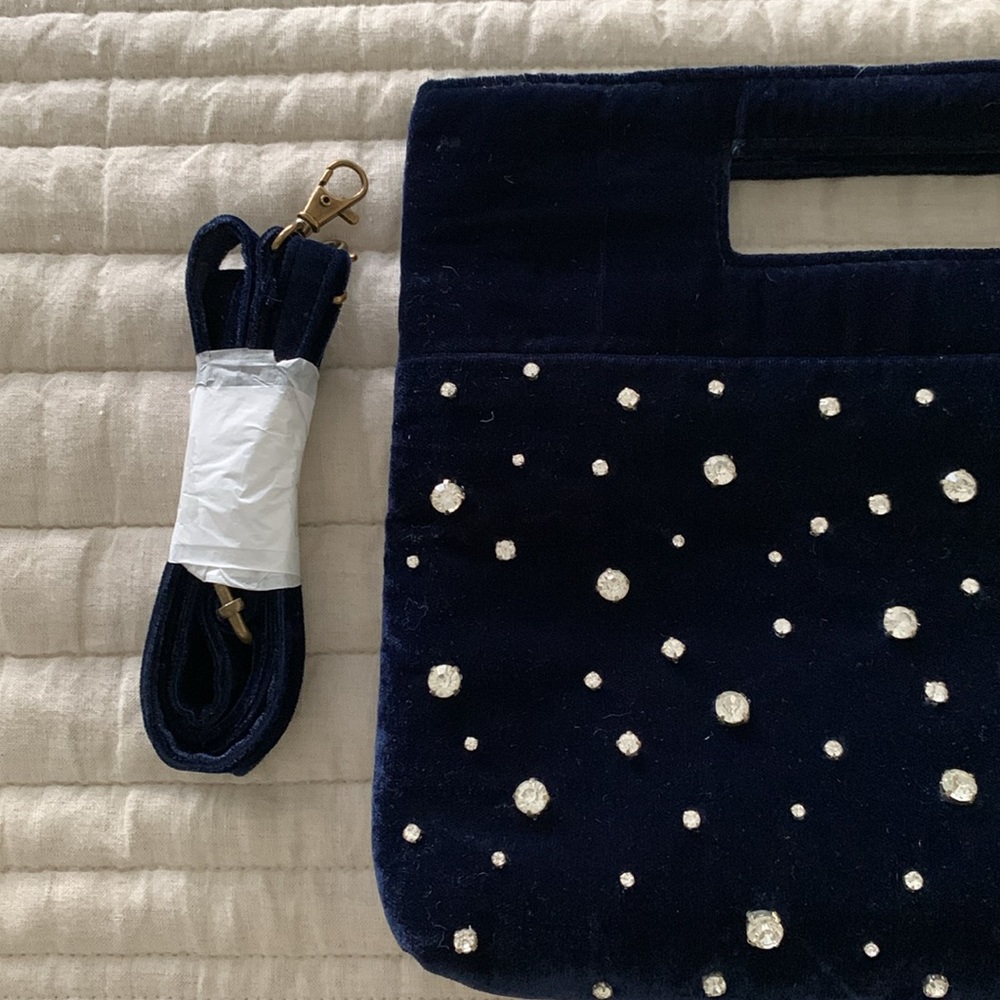 NWT Anthropologie navy blue velvet purse - Picture 10 of 11